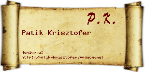 Patik Krisztofer névjegykártya